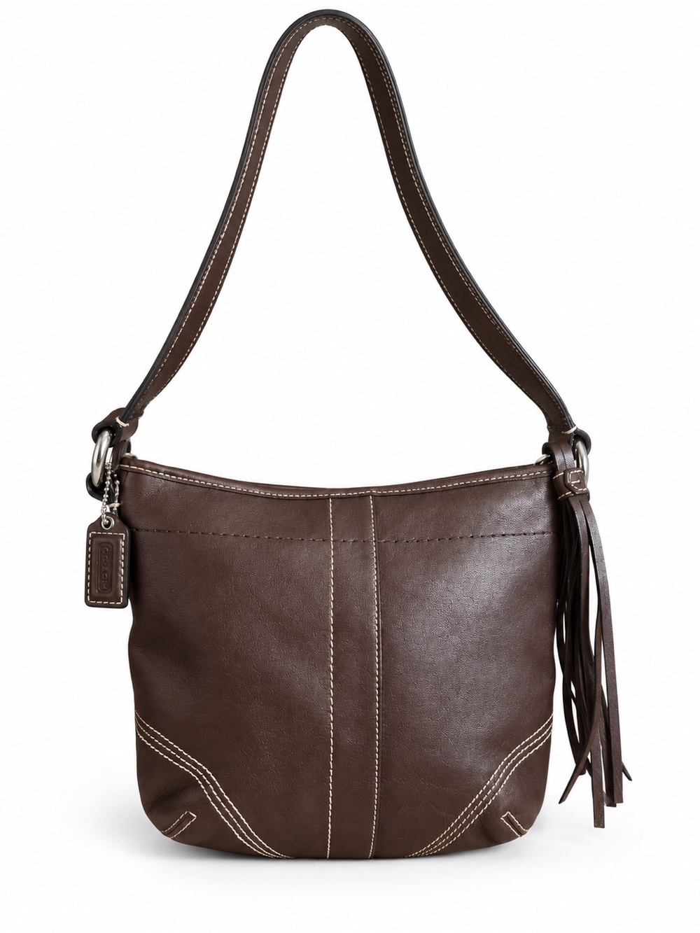 Vintage Coach Soho Small Brown Leather Tassel Crossbody Bag Y2K
